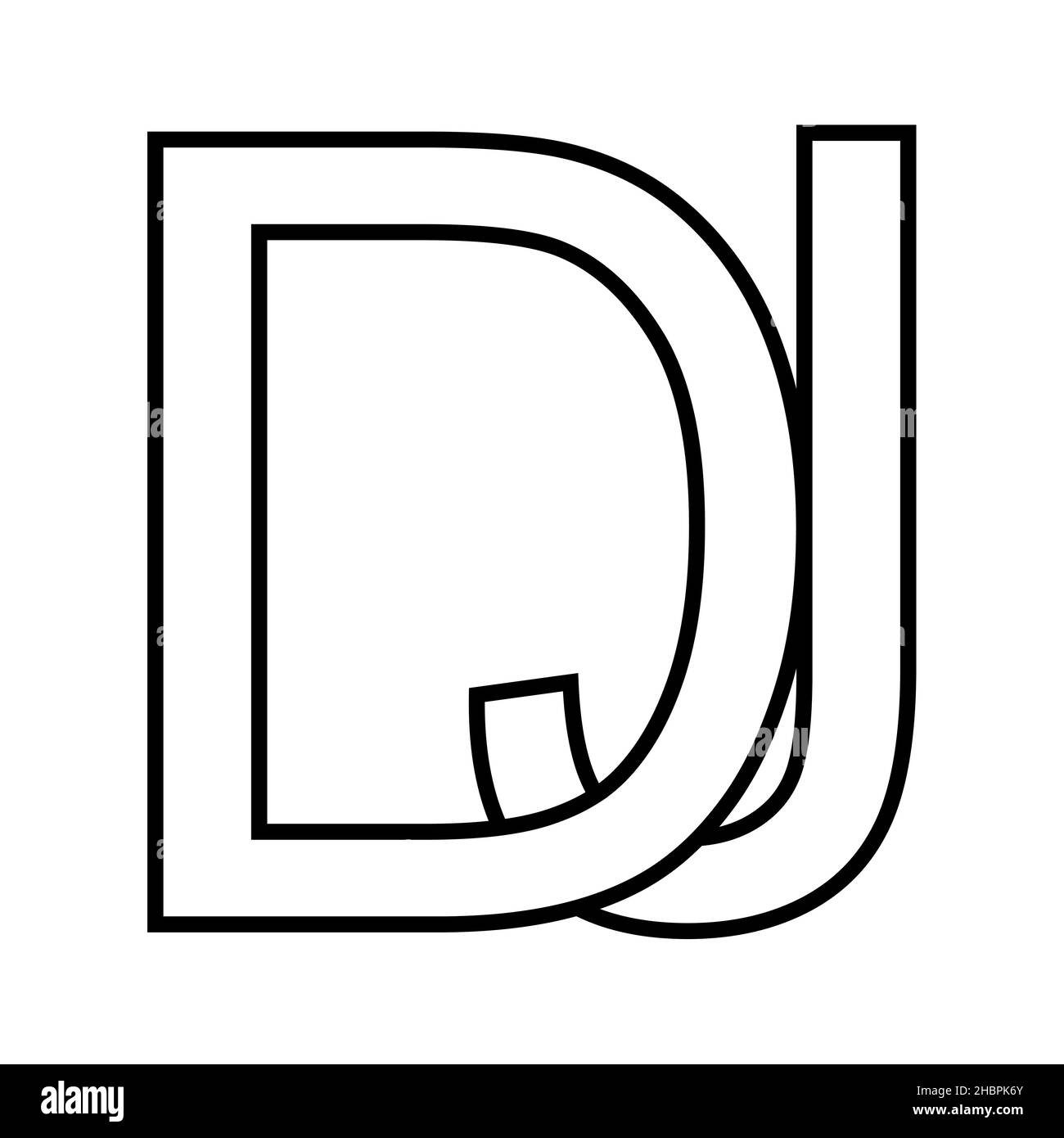 Logo sign dj jd icon, sign interlaced, letters d j Stock Vector