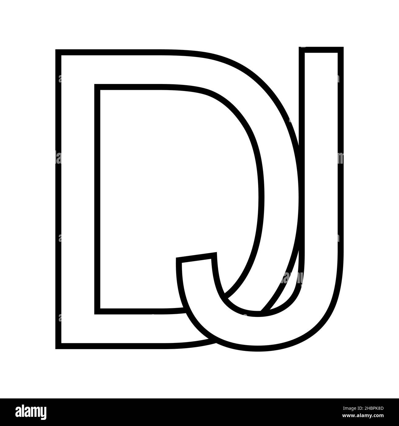 Logo sign dj jd icon, sign interlaced letters d j Stock Vector