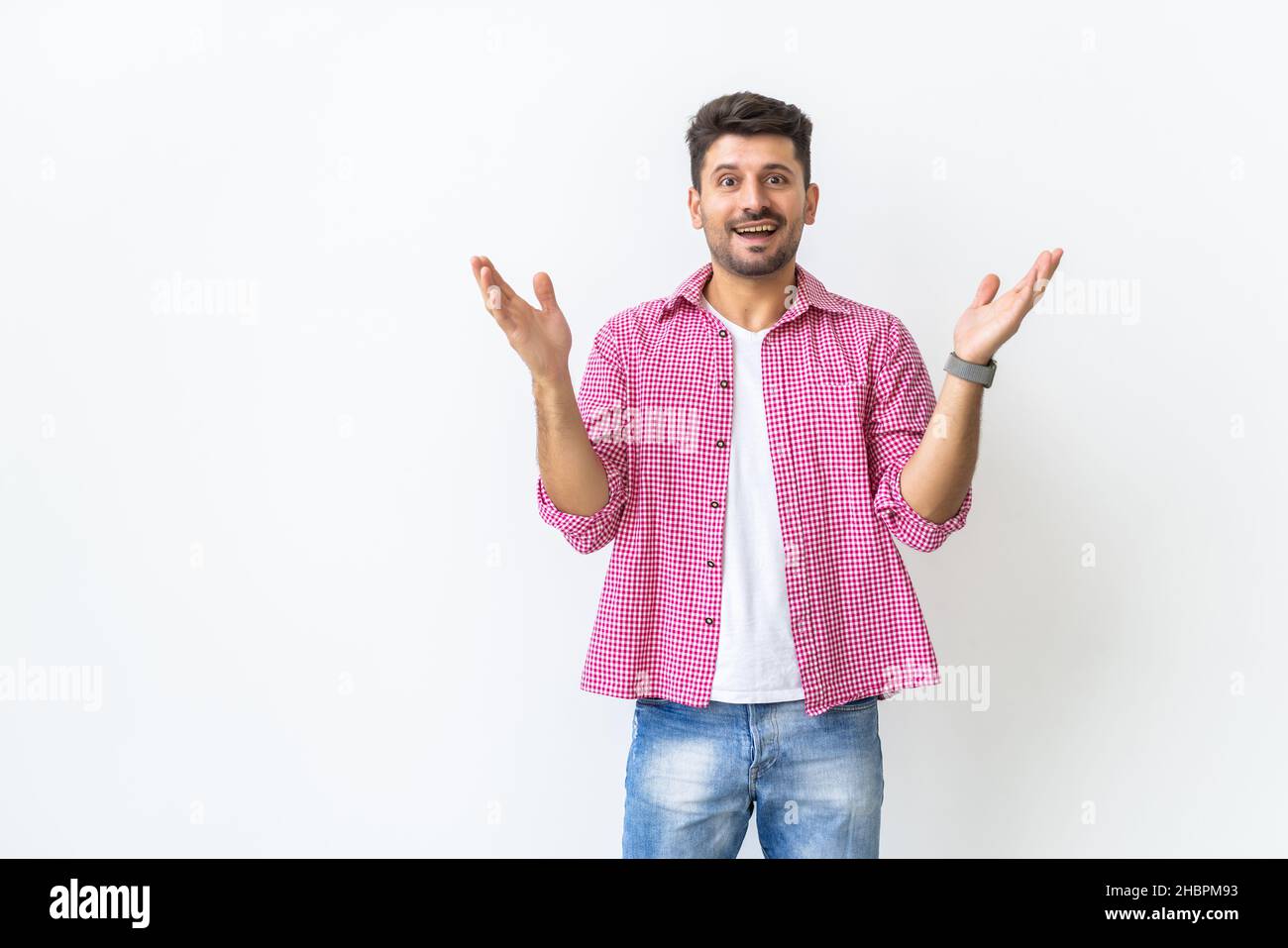 Young surprised man isolated on white background Stock Photo - Alamy