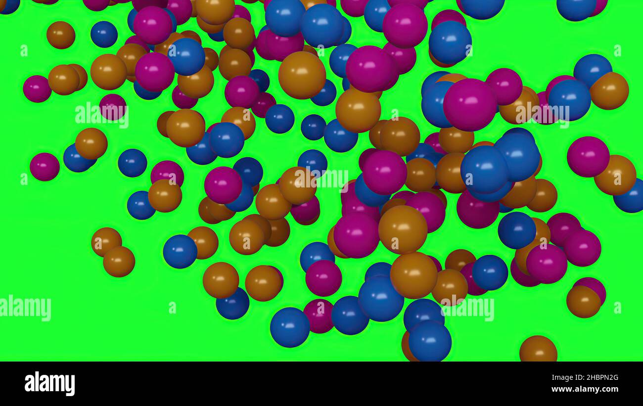 3d illustration - colorful  spheres  on green background Stock Photo