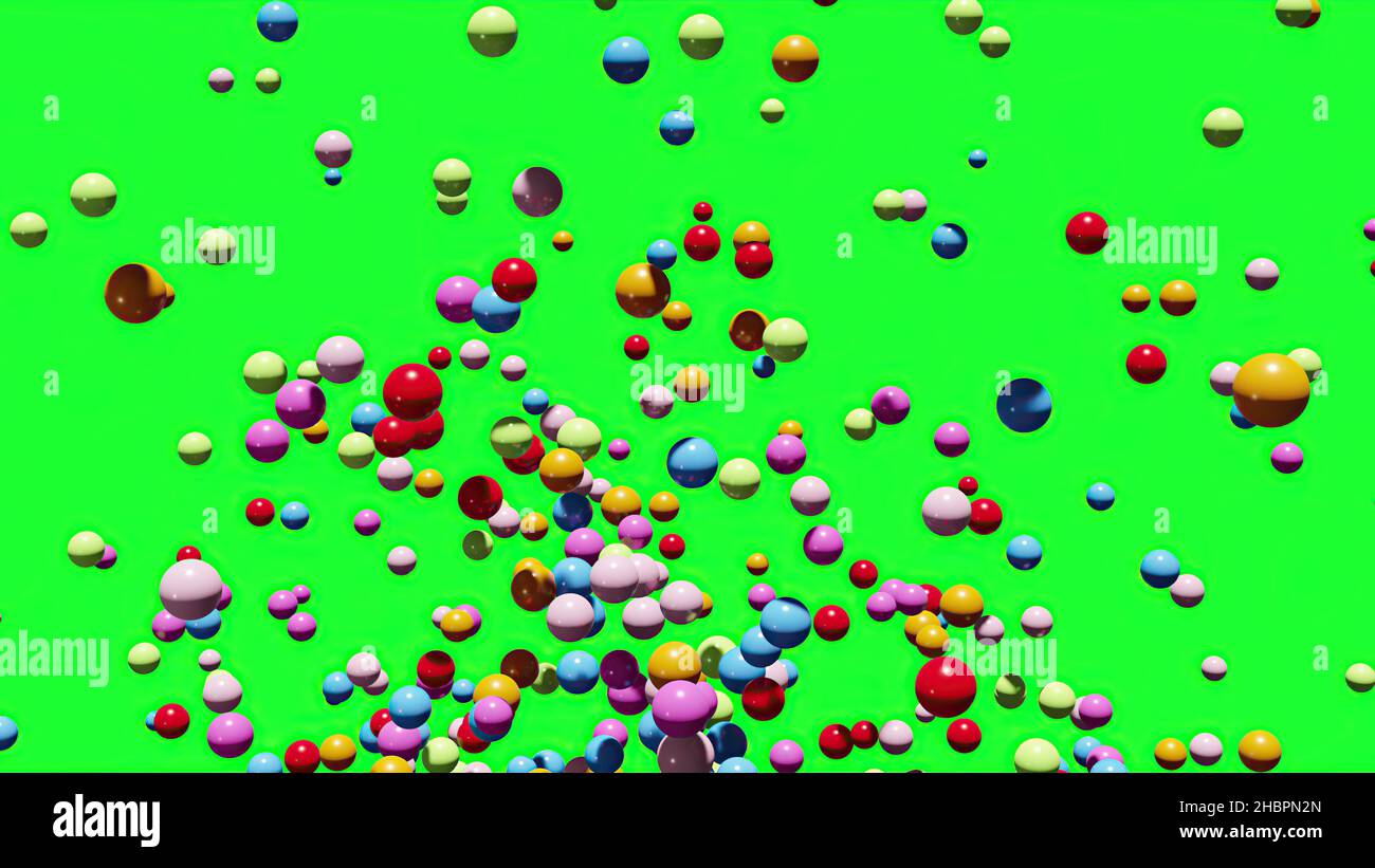 3d illustration - colorful  spheres  on green background Stock Photo