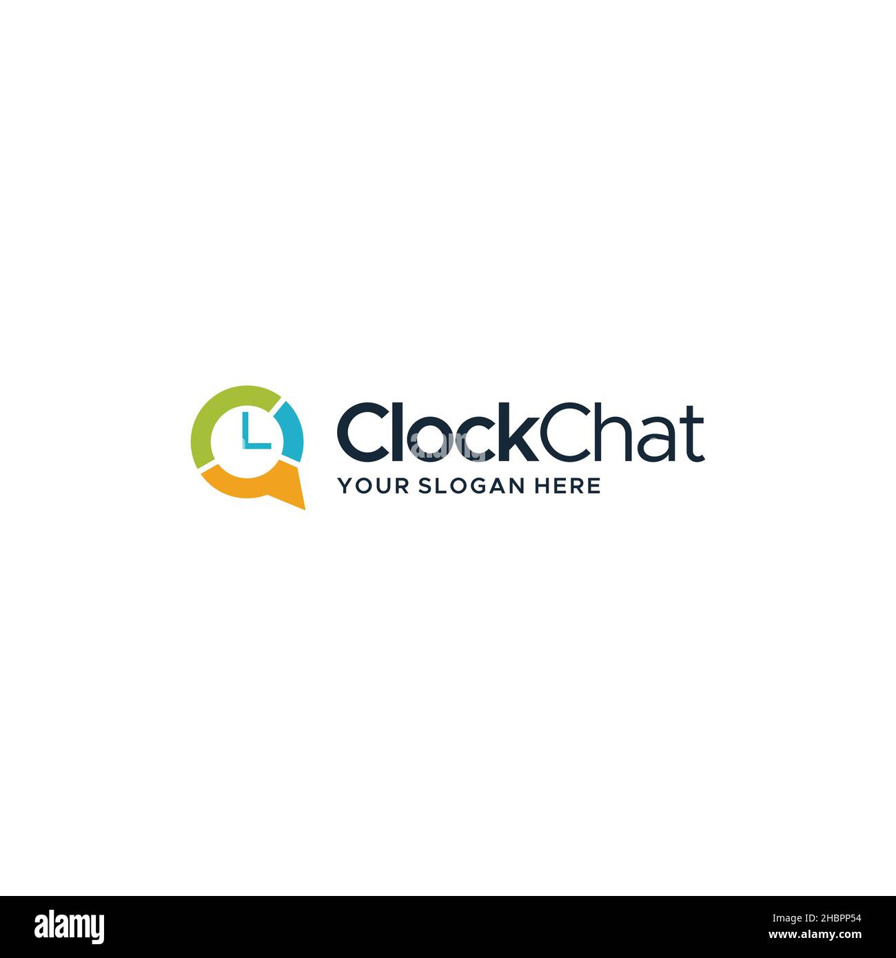 flat colorful Clock Chat bubble timer Logo design Stock Vector