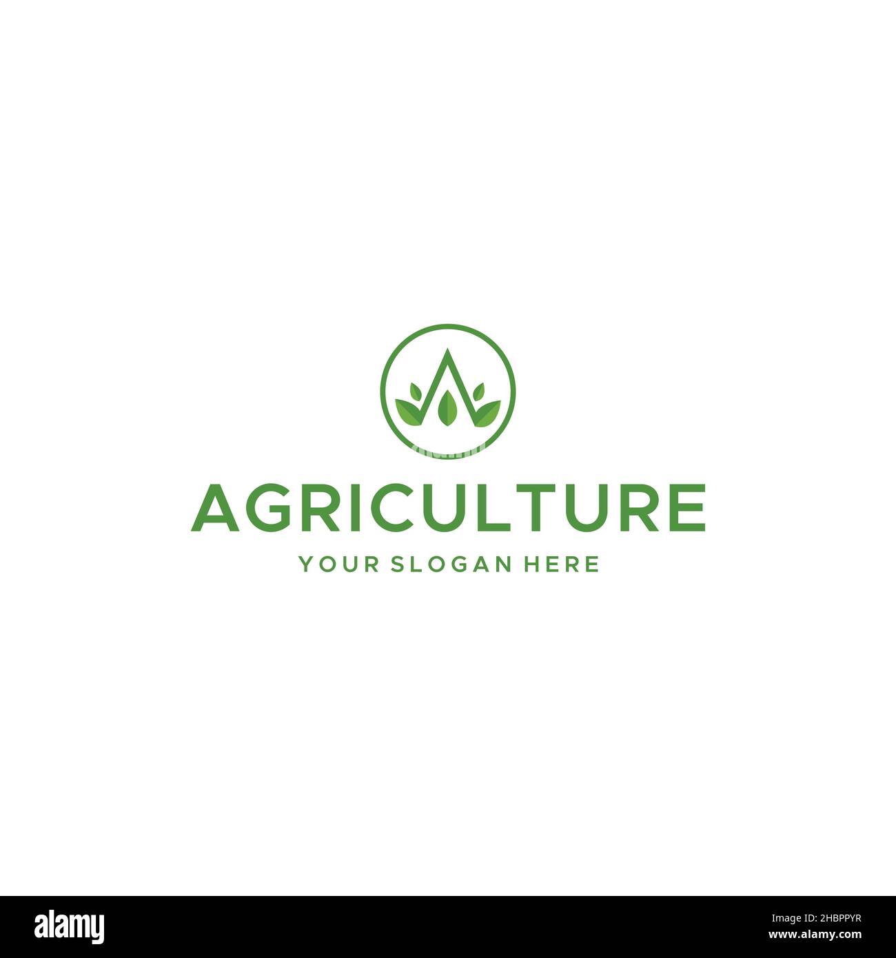 Flat letter mark AGRICULTURE leaf logo design Stock Vector