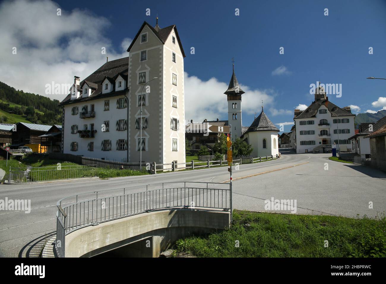 Schloss de Mont in Vella im Val Lumnezia Stock Photo