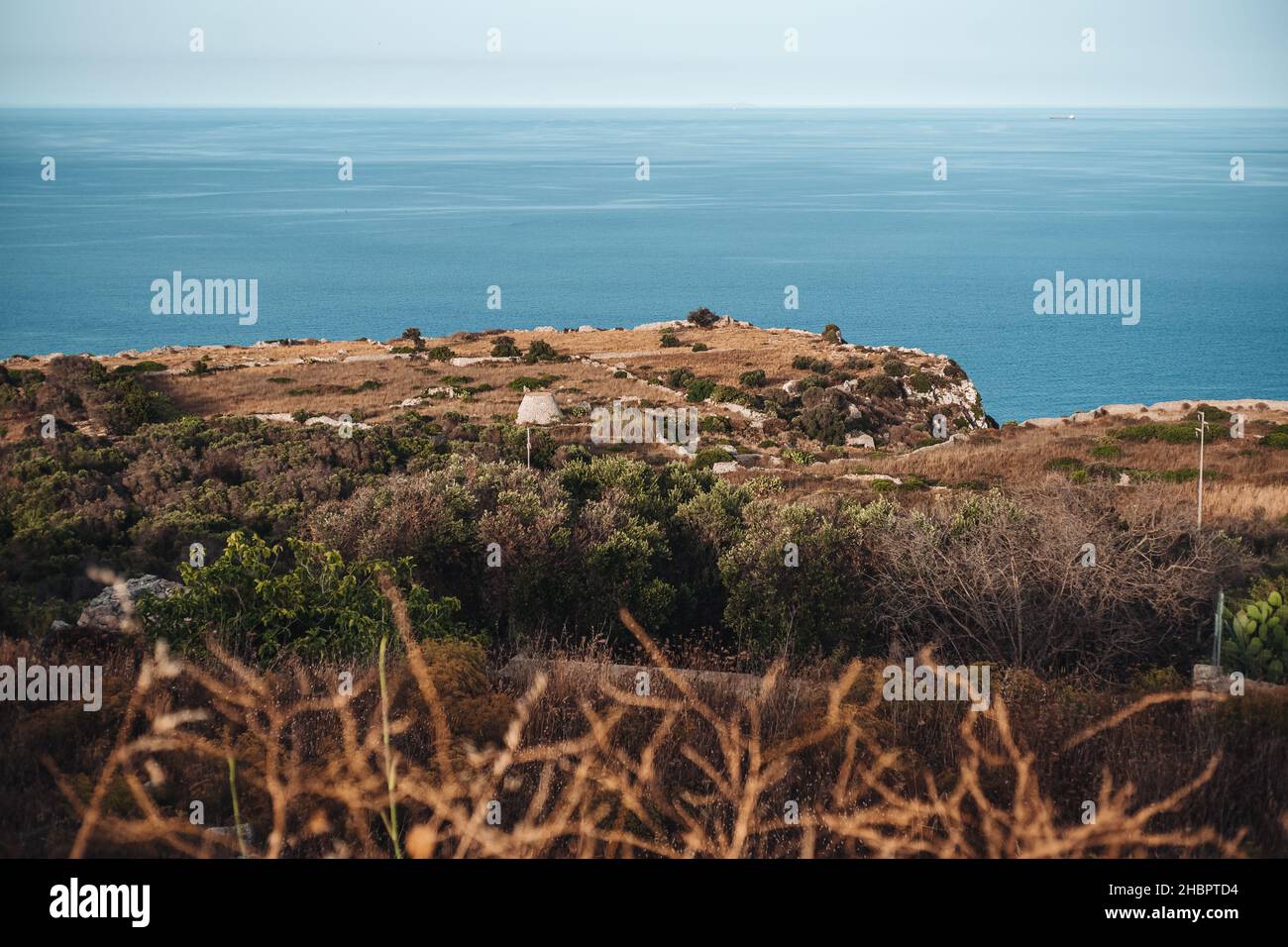 Beautiful and relaxing view over the Adriatic see from Gagliano del Capo, Puglia region, Italy Stock Photo