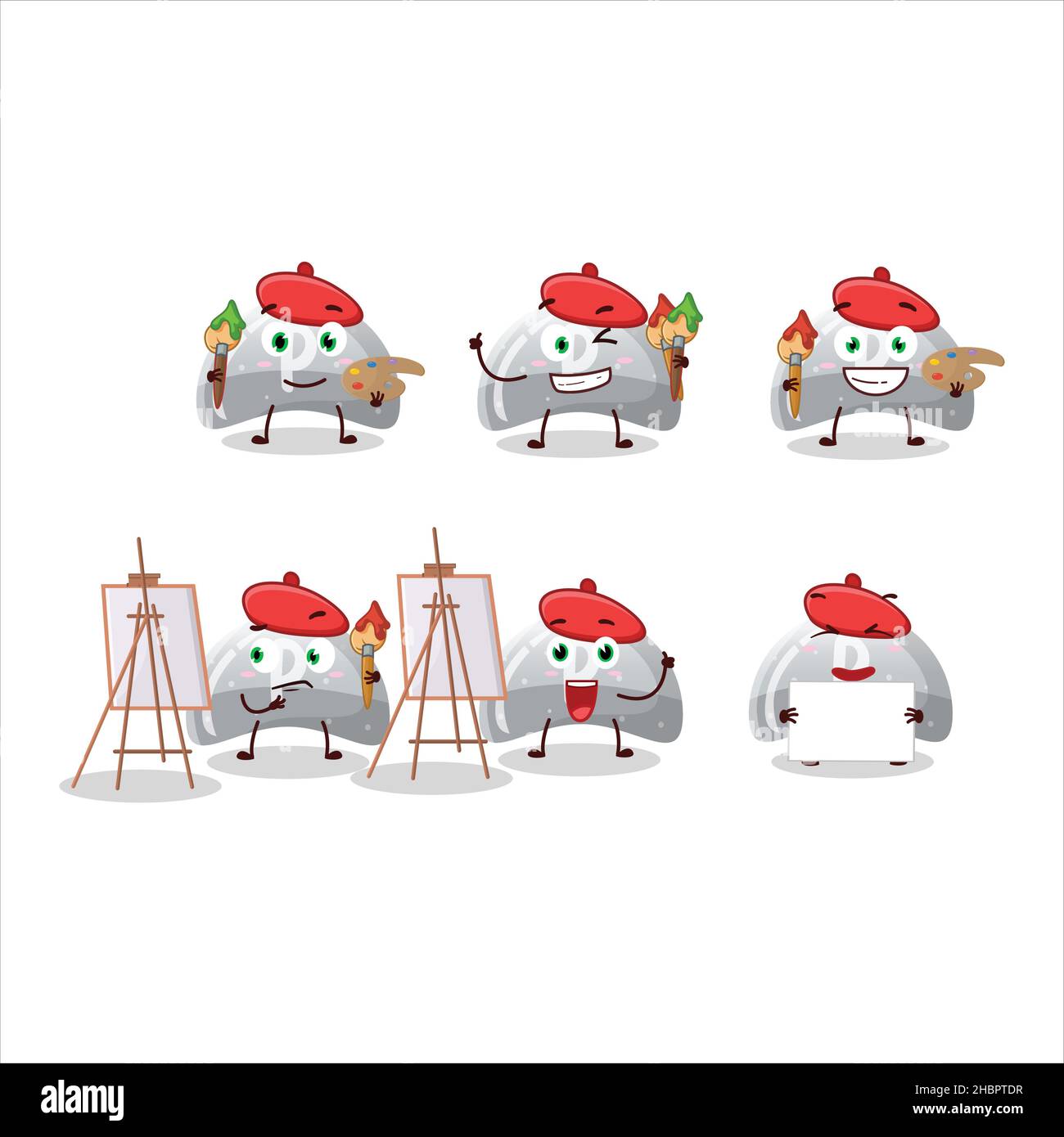 Artistic Artist of curve white gummy candy cartoon character painting