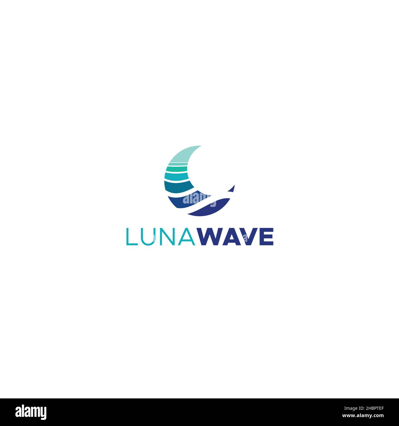 Minimalist flat design Luna Wave moon logo design Stock Vector