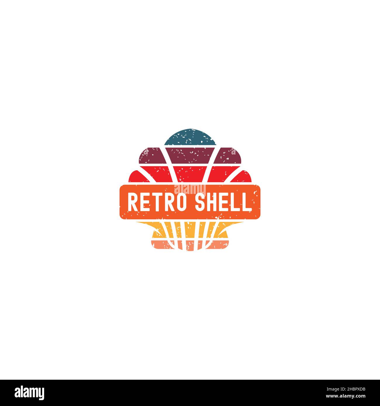 Modern design Retro Shell shopping logo design Stock Vector