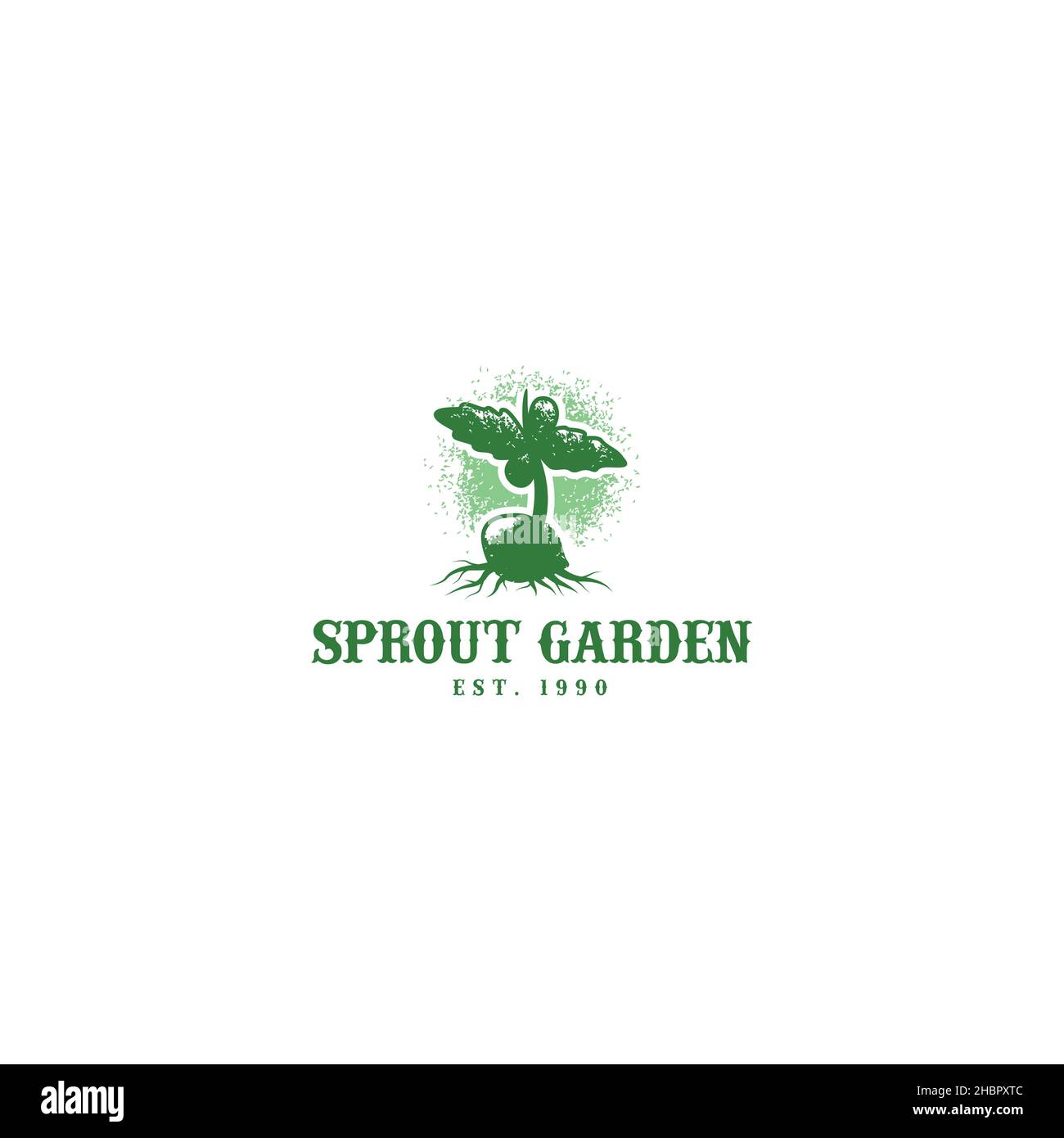 Minimalist design Sprout Garden green logo design Stock Vector