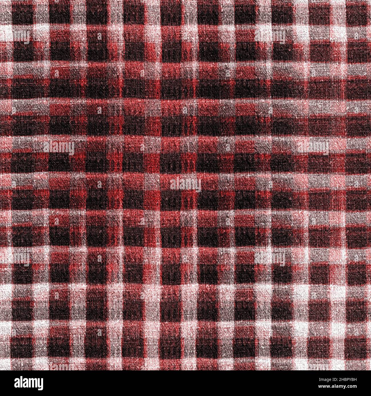 Retro red black buffalo plaid check seamless pattern. Traditional ...