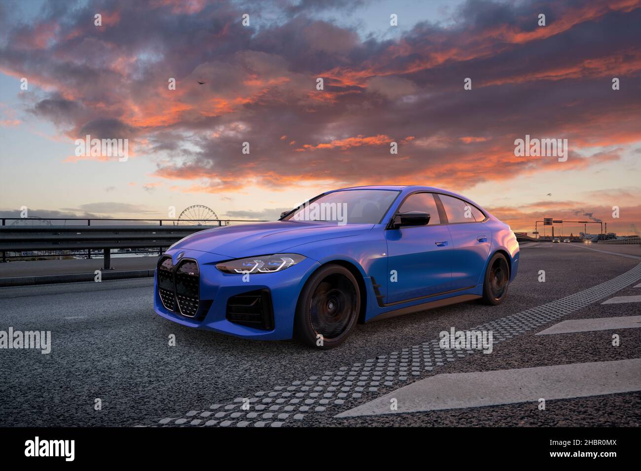 BMW i4 M50 - first, electric BMW with the mark 'M'. Stock Photo