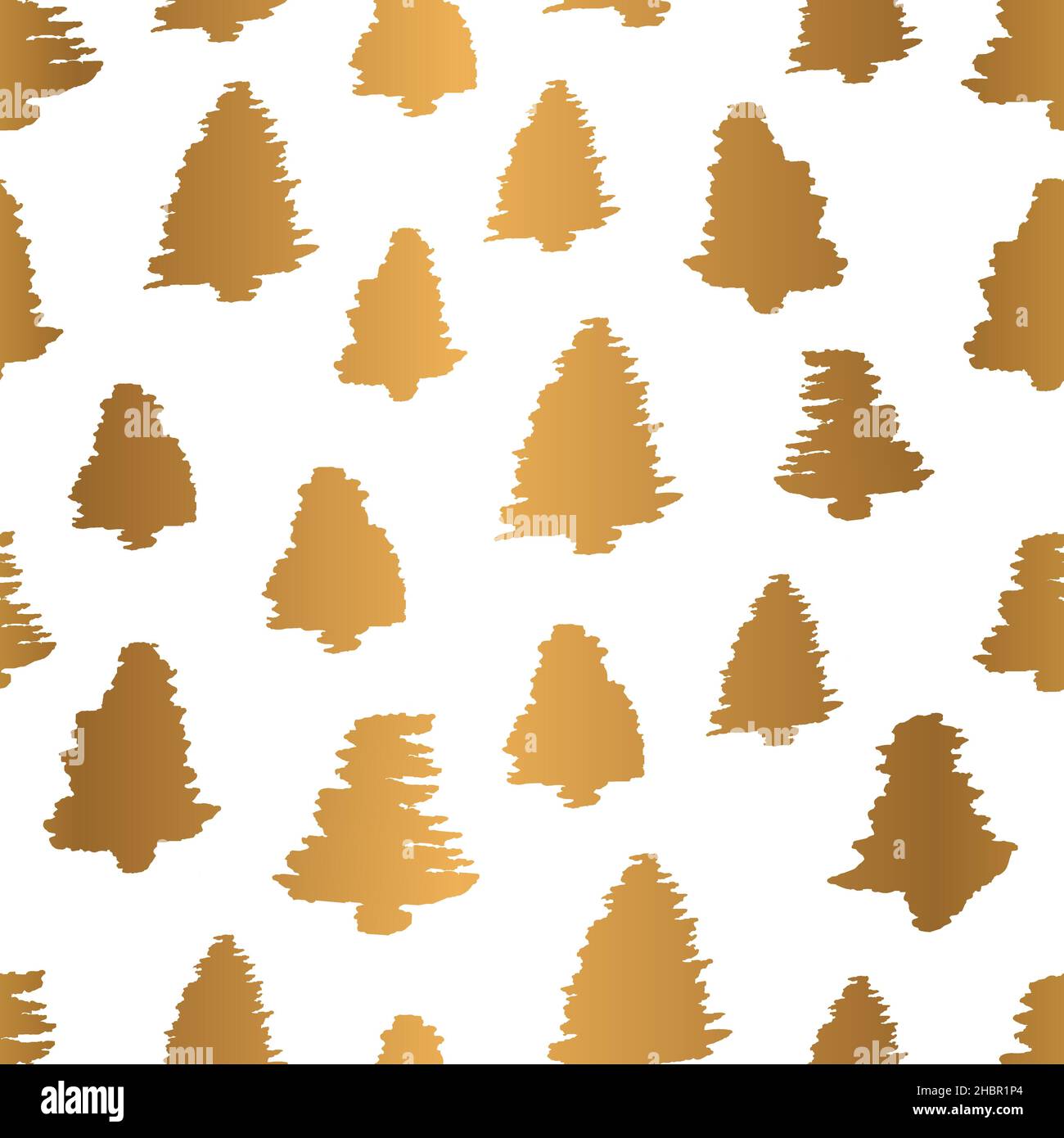Pin Tree Pattern Gold Frame Elegant Gold Pine Christmas Tree Seamless Pattern on White Background ...