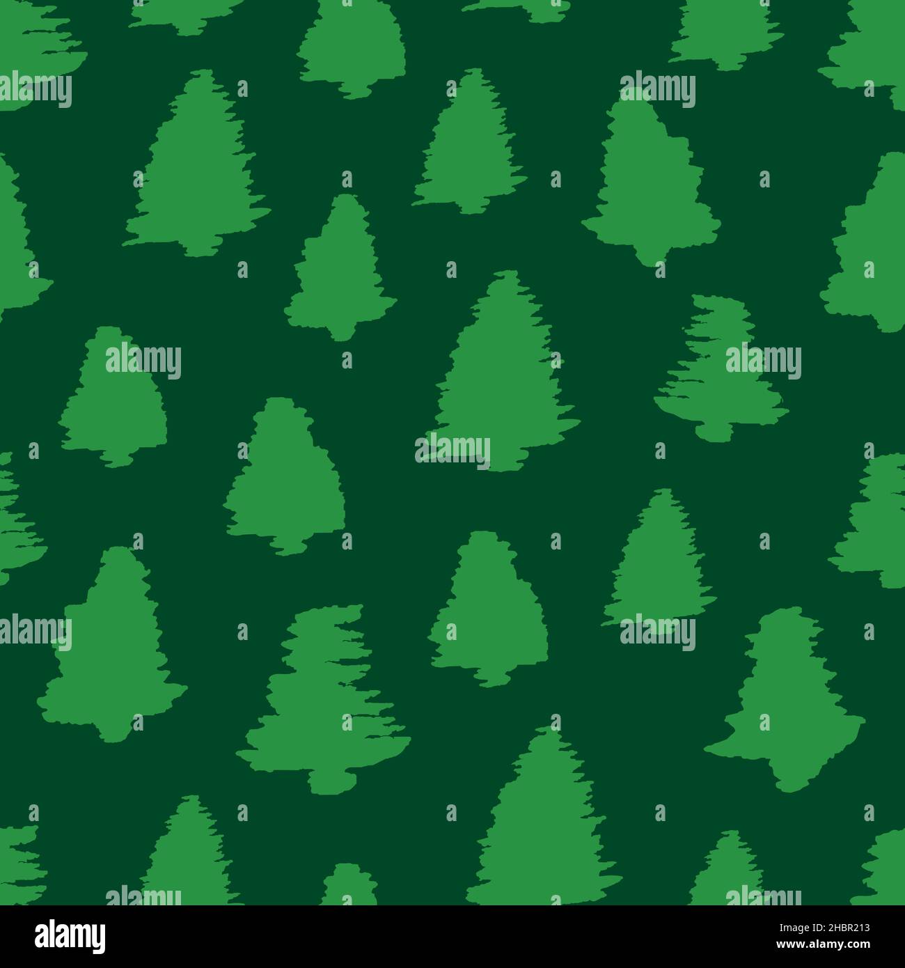 Green Pine Tree Seamless Pattern Background Stock Vector