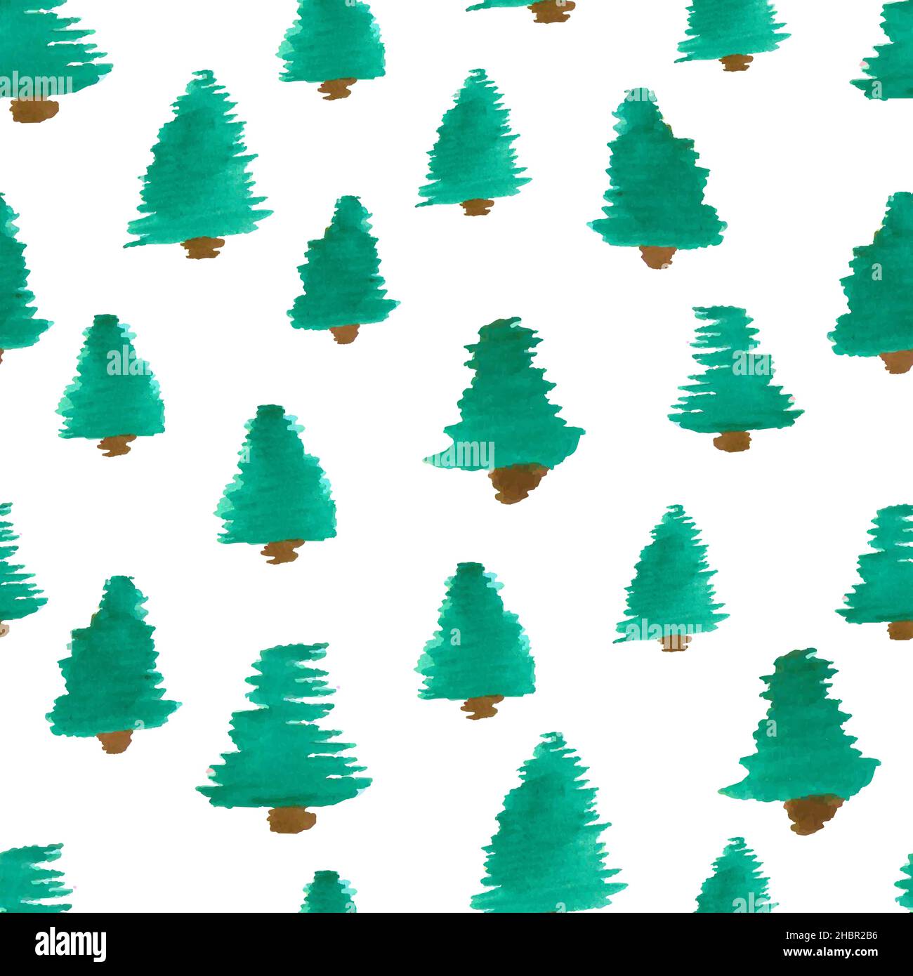 Watercolor Pine Tree Seamless Pattern Design on White Background Stock ...