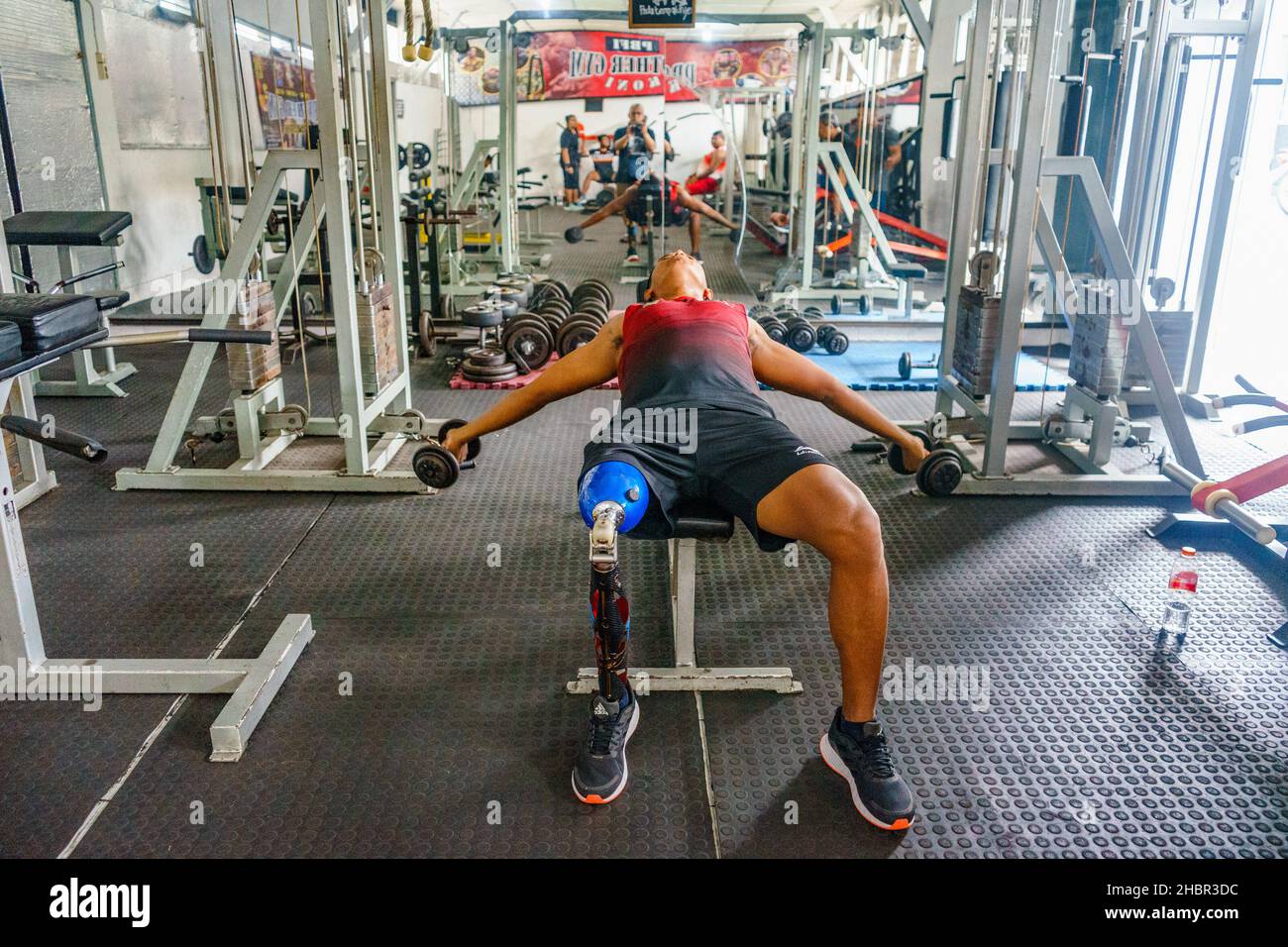 Maintain the body fitness at the gym , exercise in weigh lifting and so