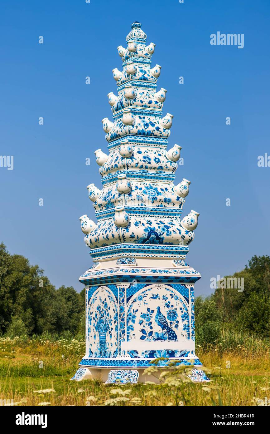 Largest tulip vase worldwide with Delft blue painting at Delft, the