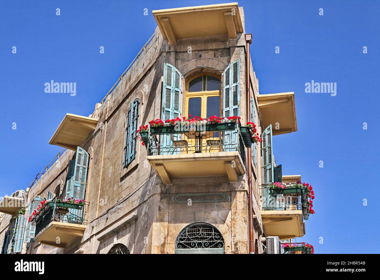 Eclectic style architecture (circa 1925) Jaffa, Israel Stock Photo