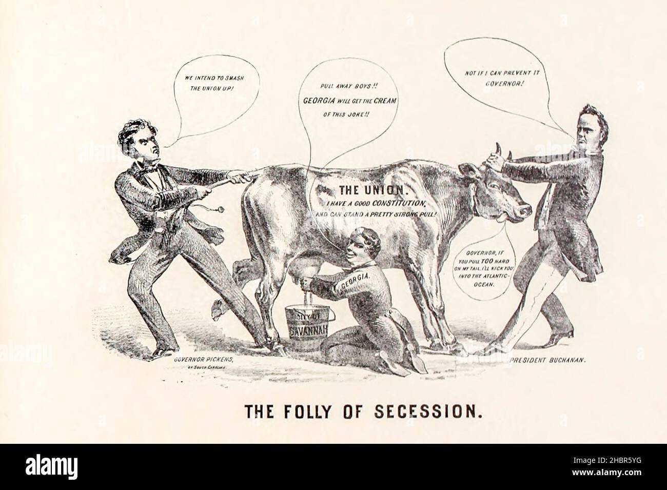THE FOLLY OF SECESSION from a collection of Caricatures pertaining to the Civil War published in 1892 on Heavy Plate Paper Stock Photo