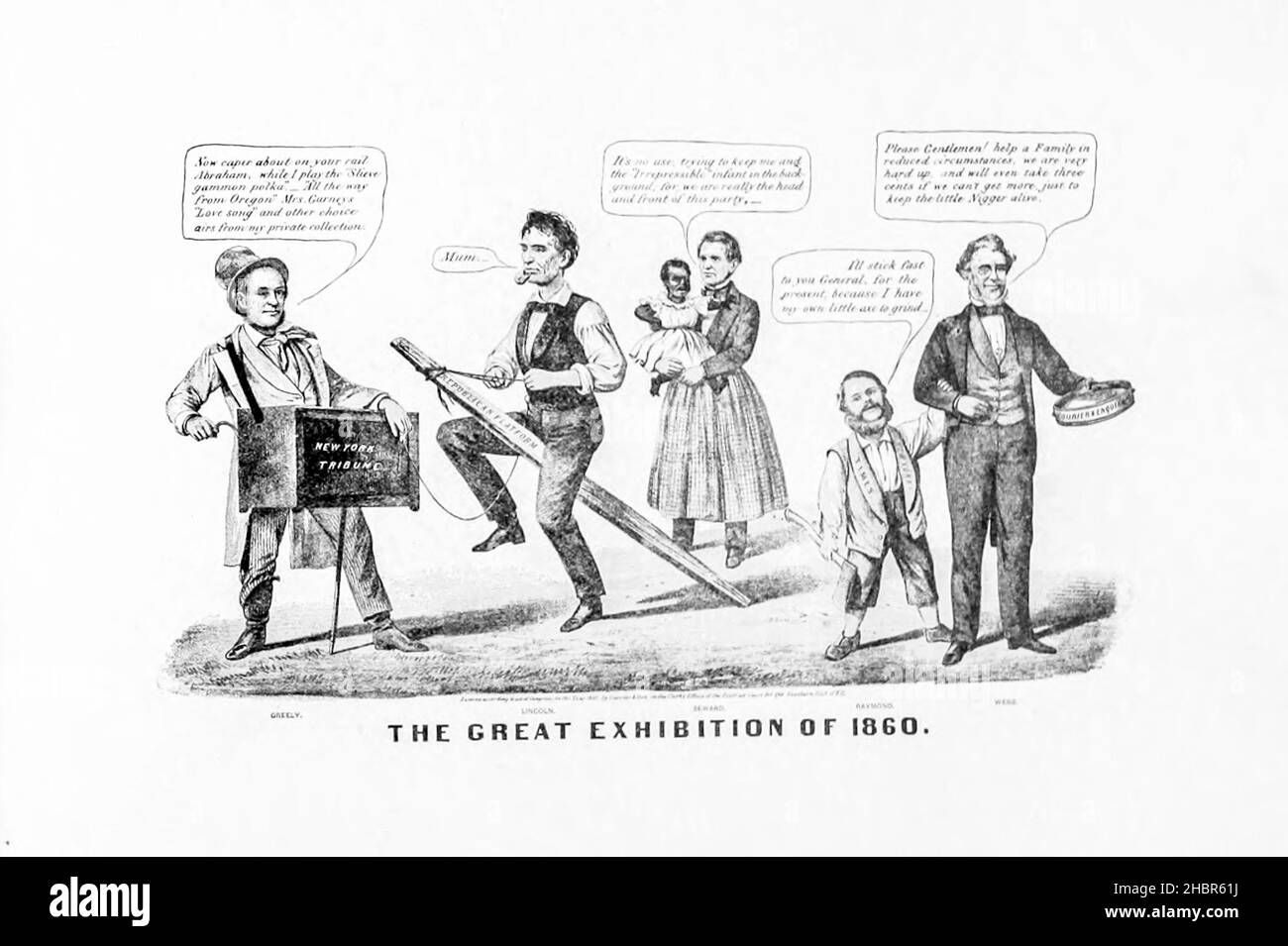 THE GREAT EXHIBITION OF I860 from a collection of Caricatures pertaining to the Civil War published in 1892 on Heavy Plate Paper Stock Photo