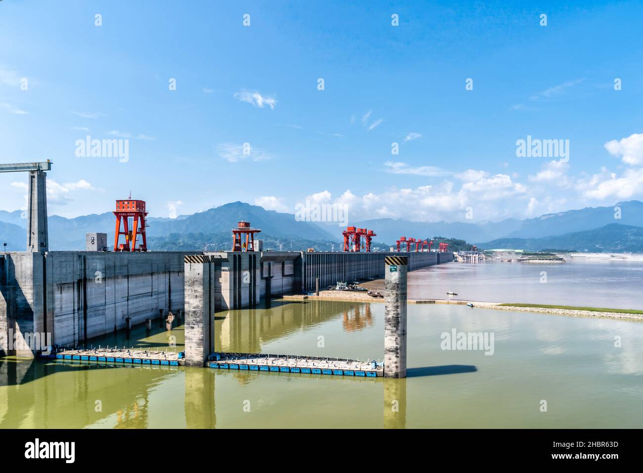 China's Yangtze Three Gorges Dam Project  is one of the biggest hydroelectric power projects in the world. Stock Photo