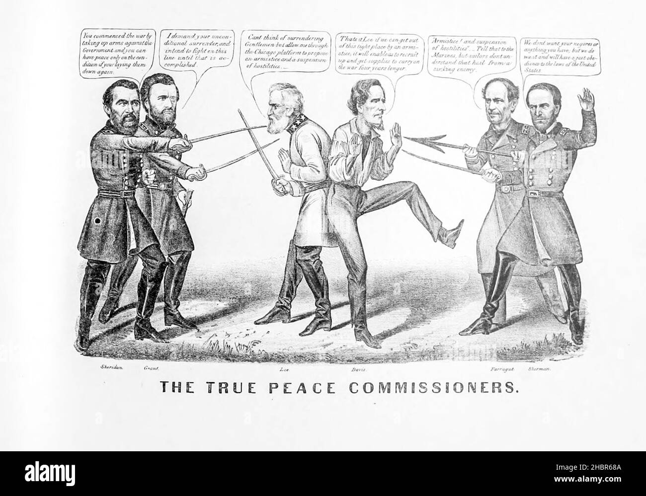 The True Peace Commissioners from a collection of Caricatures pertaining to the Civil War published in 1892 on Heavy Plate Paper Stock Photo
