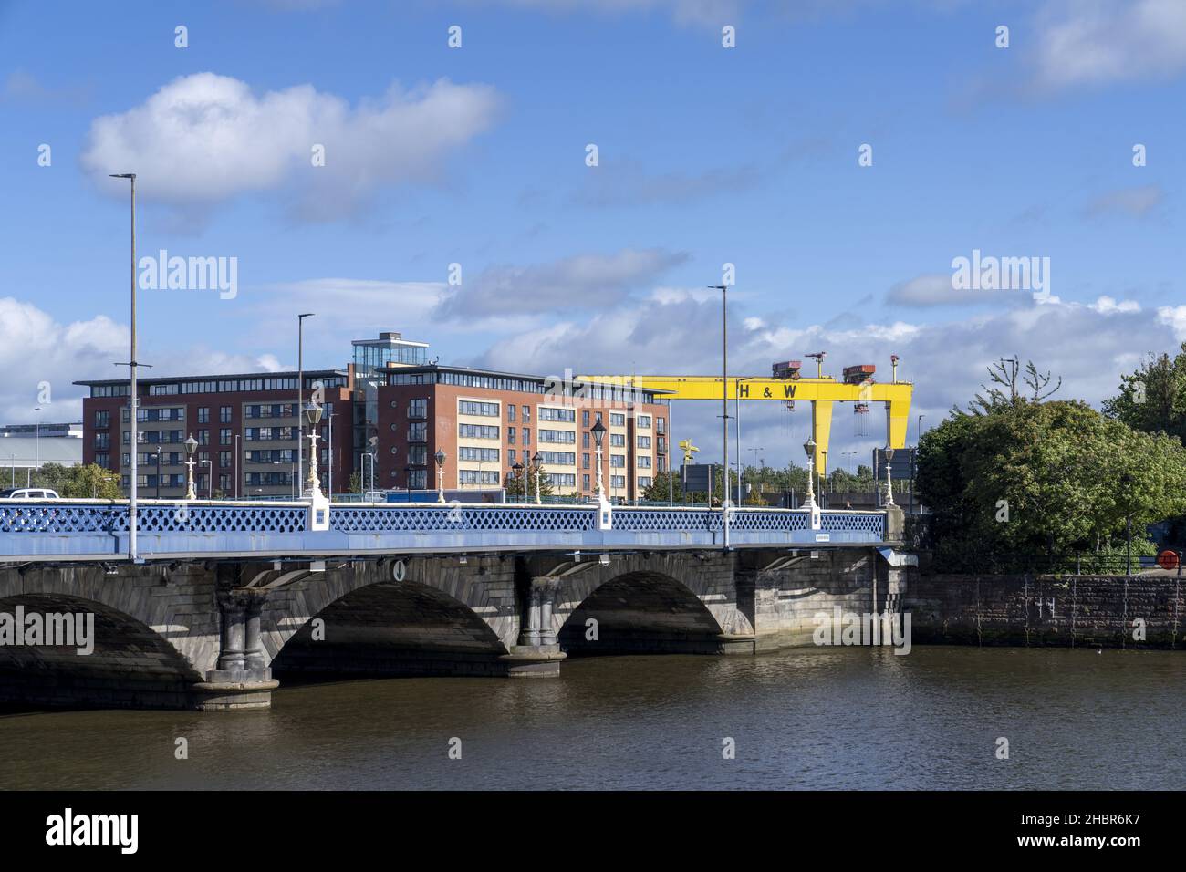 BELFAST, UNITED KINGDOM Oct 04, 2021 A Lagan road bridge with the
