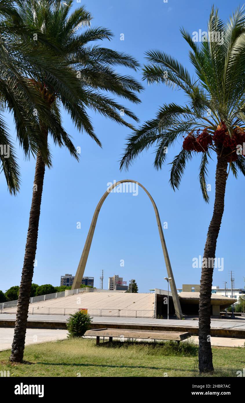 Part of the Rachid Karami International Fair by the late renowned Brazilian architect Oscar Niemeyer (1907-2012), Tripoli (Trablous), north Lebanon. Stock Photo