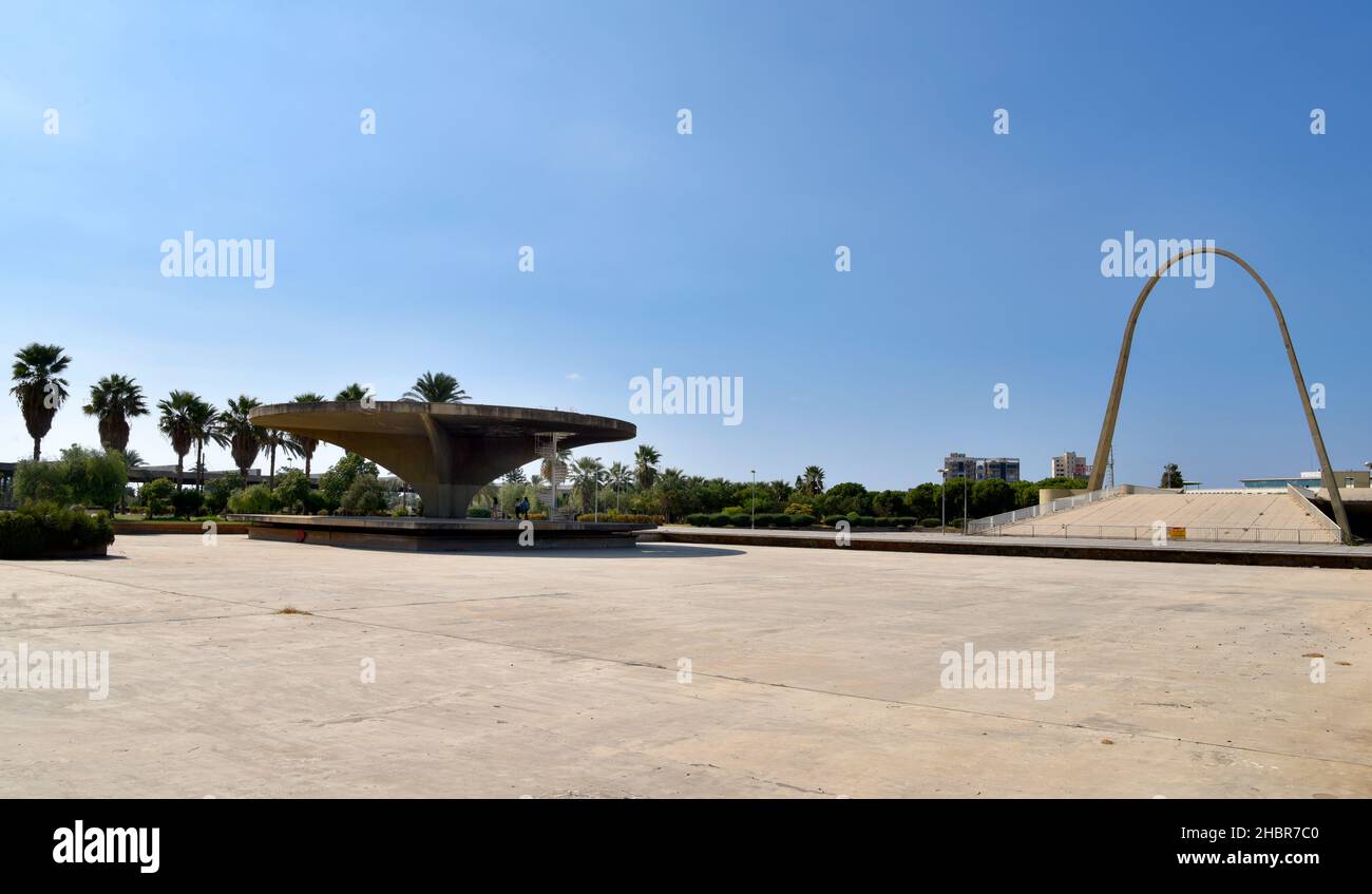 Part of the Rachid Karami International Fair by the late renowned Brazilian architect Oscar Niemeyer (1907-2012), Tripoli (Trablous), north Lebanon. Stock Photo