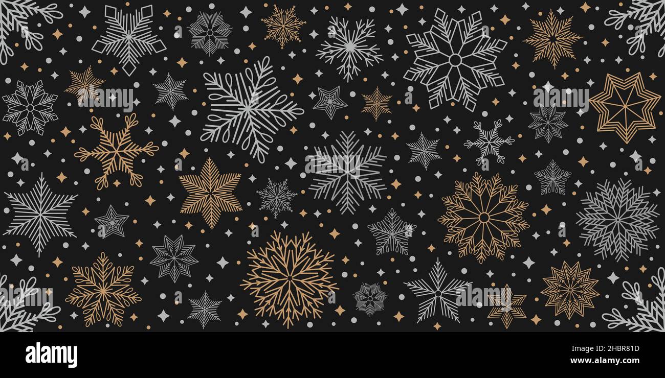 Simple Christmas seamless pattern. Snowflakes with different ornaments ...