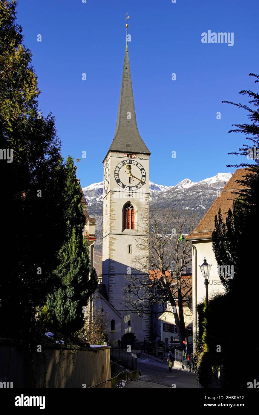 St. Martin’s Church in Chur. Canton of Graubünden (Grisons), Switzerland. Stock Photo