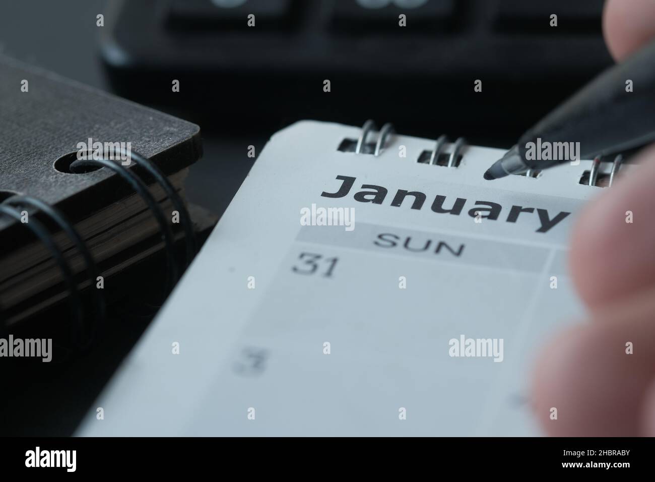 January month on calendar on office desk Stock Photo - Alamy