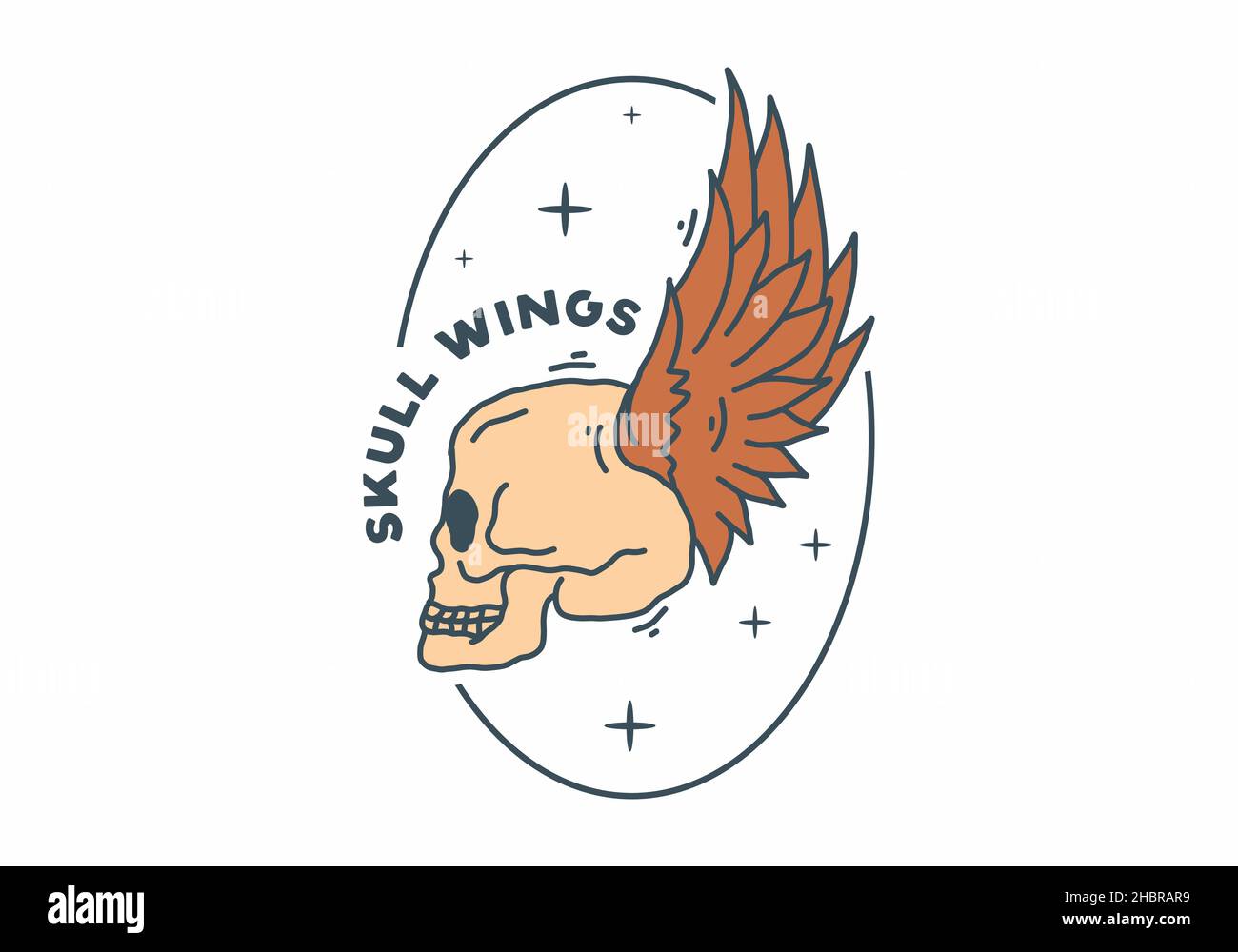 Skull with wings vintage illustration design Stock Vector