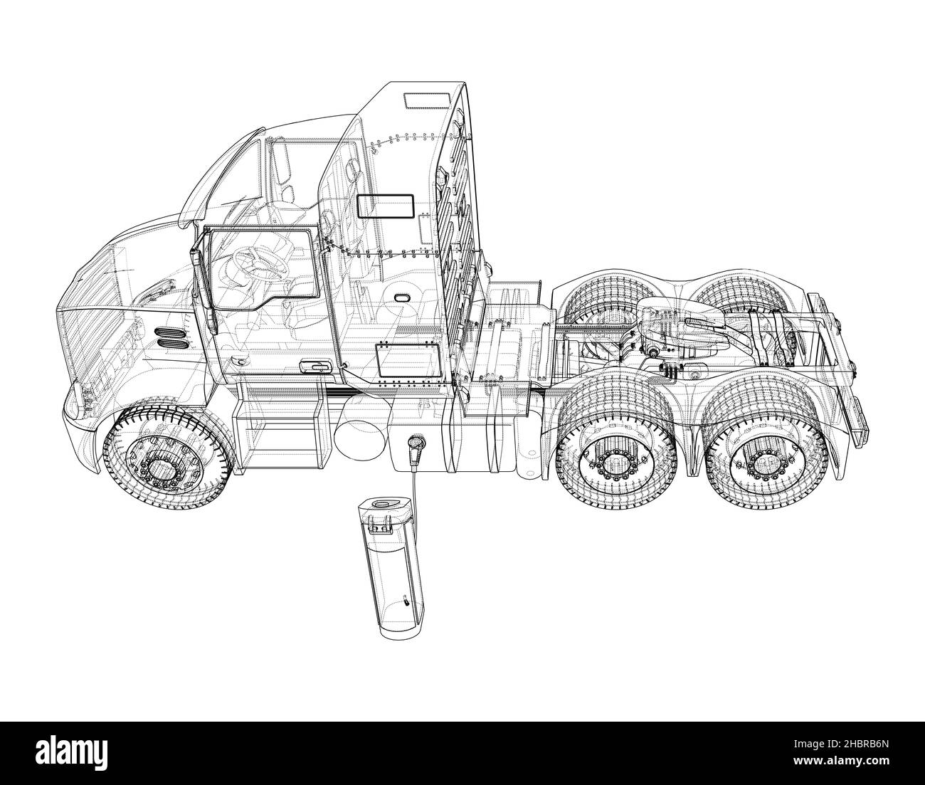 Electric Truck Charging Station Sketch Stock Photo