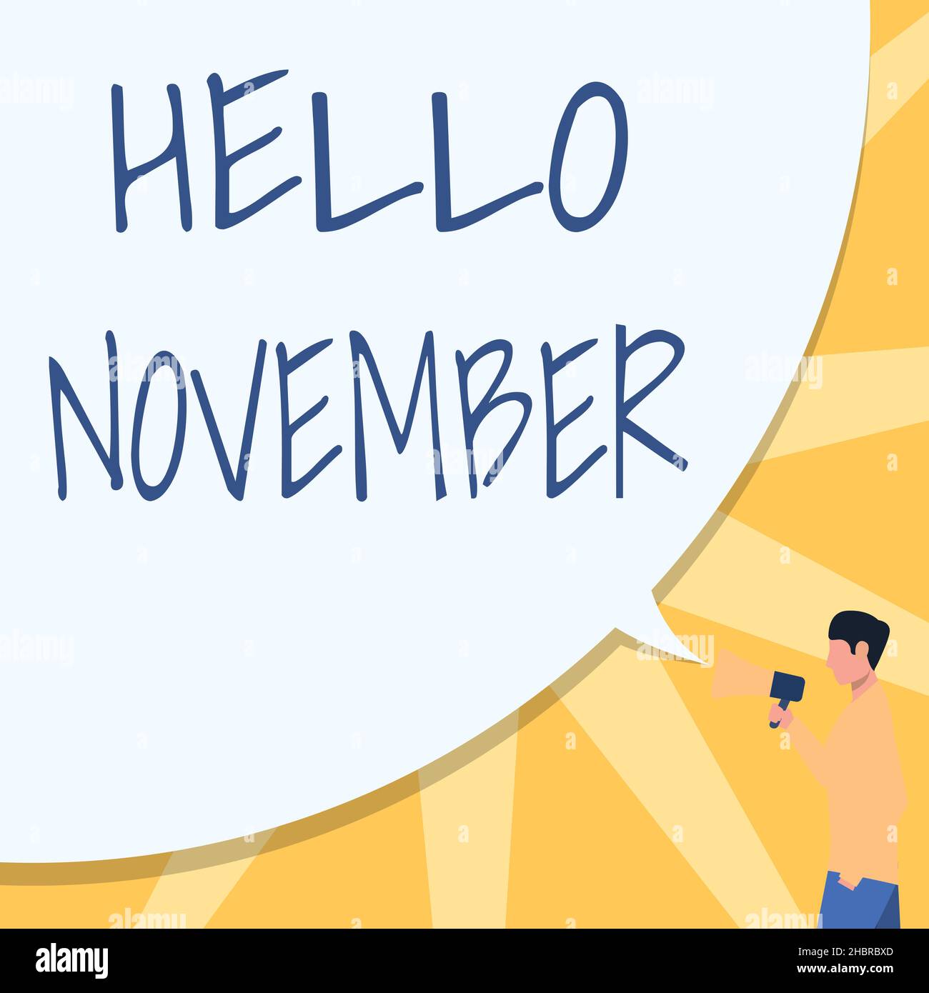 Hand writing sign Hello November. Internet Concept greeting used when ...