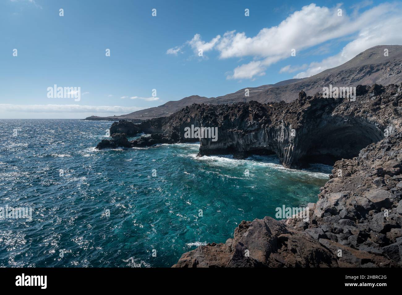 Volcanic seascape. Rocks formation in Tamaduste. El Hierro . Canary ...