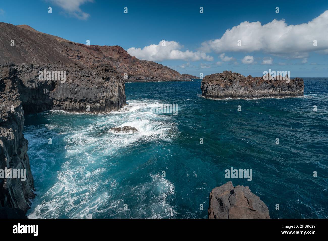 Volcanic seascape. Rocks formation in Tamaduste. El Hierro . Canary ...
