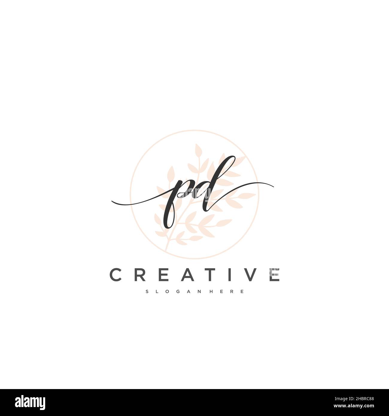 PD Initial handwriting minimalist geometric logo template vector art ...