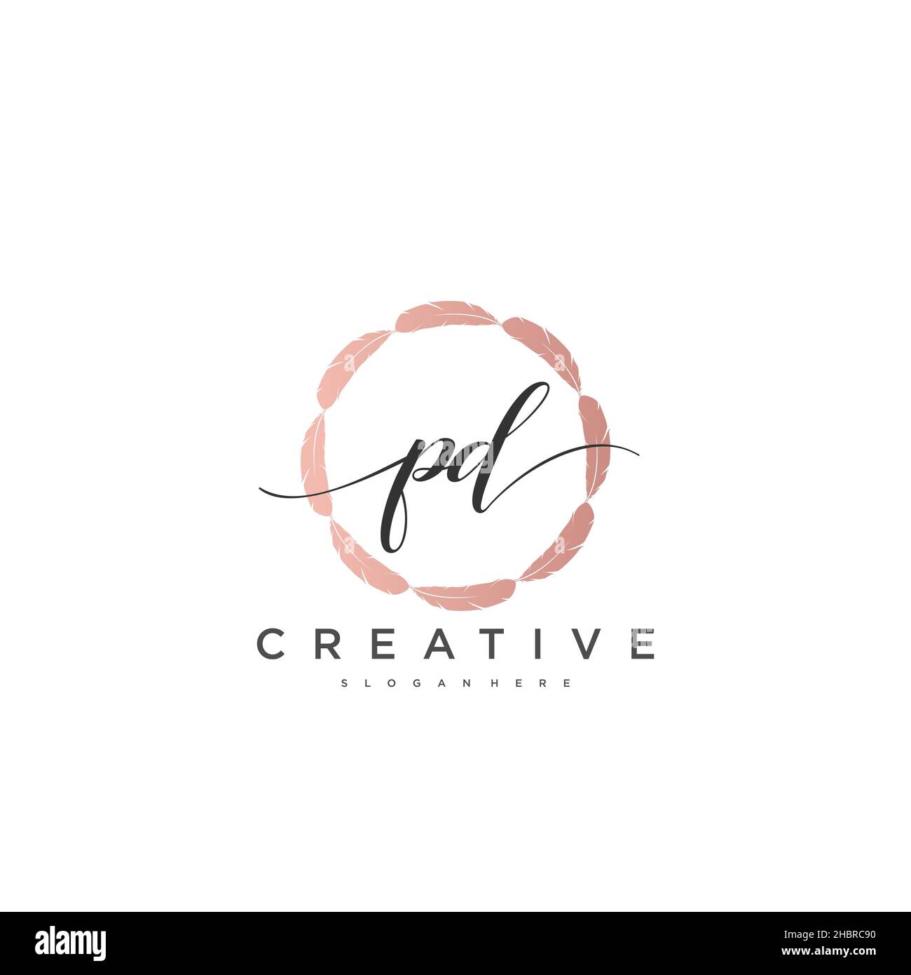 PD Initial handwriting minimalist geometric logo template vector art ...