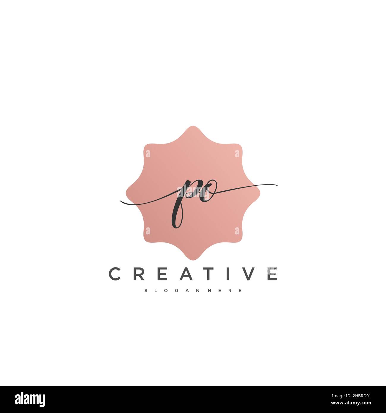 PO Initial handwriting minimalist geometric logo template vector art ...