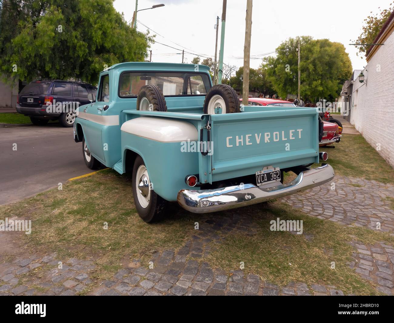 LOMAS DE ZAMORA - BUENOS AIRES, ARGENTINA - Dec 05, 2021: old Chevrolet Chevy C10 Apache Brava pickup truck late 1960s by GM Argentina. Rear left view Stock Photo