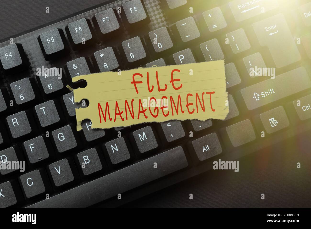 Sign displaying File Management. Word Written on computer program that provides user interface to manage data Downloading Documents Concept, Uploading Stock Photo