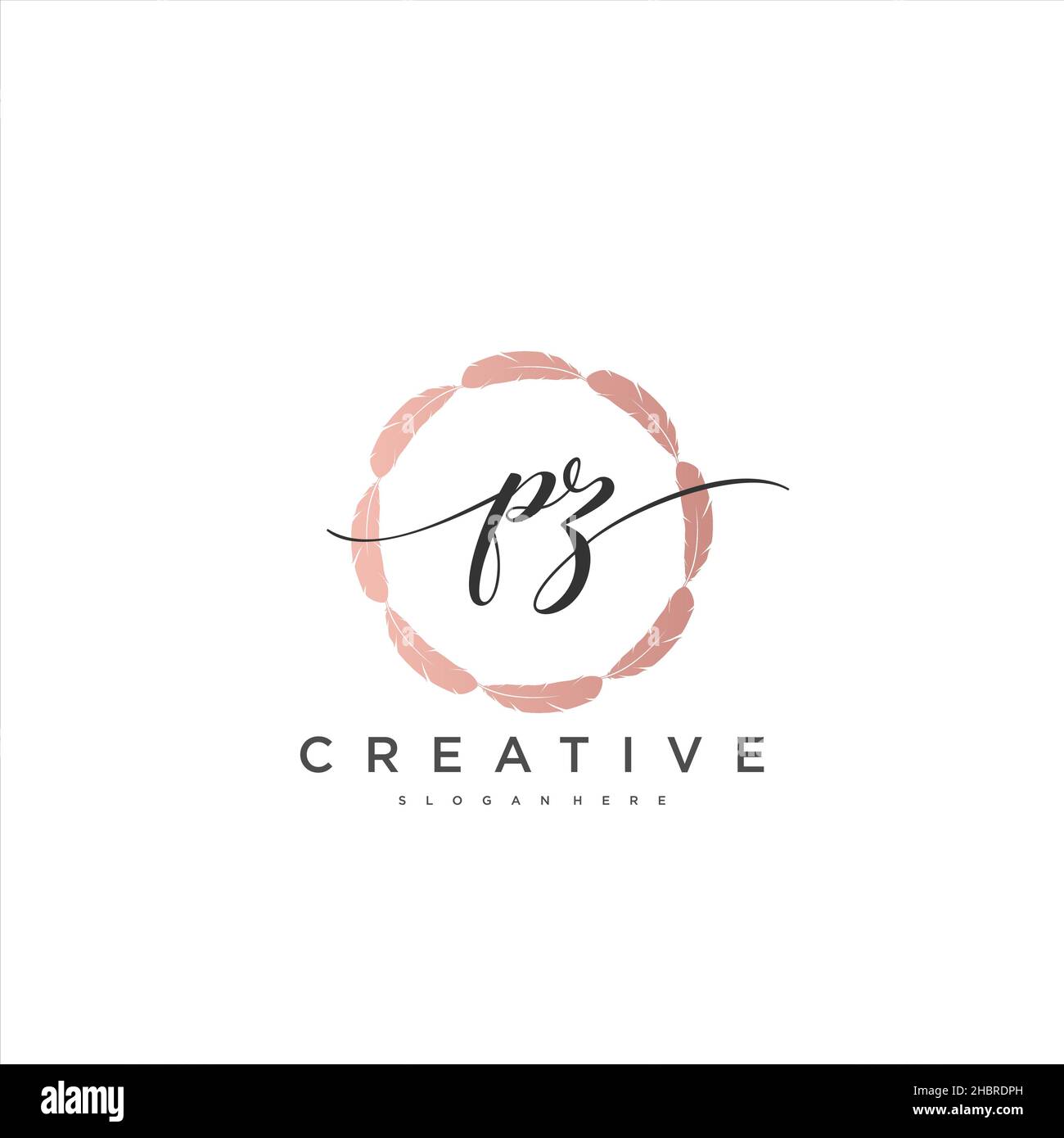 PZ Initial handwriting minimalist geometric logo template vector art ...