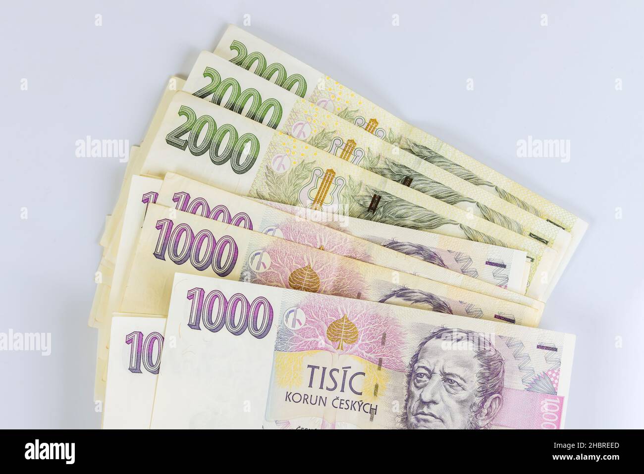 Czech koruna banknotes background. CZK pattern. 5000 CZK Stock Photo - Alamy