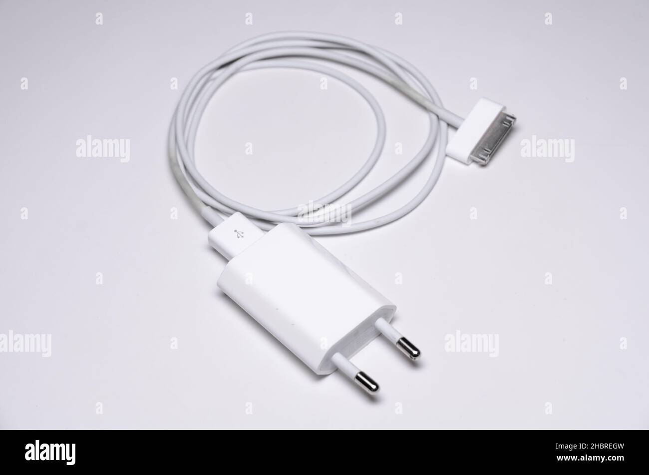Apple iPhone charger with cable and european, german plug Stock Photo