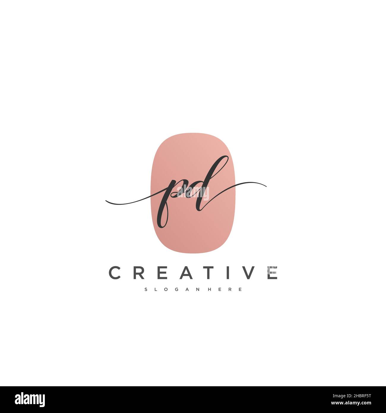 PD Initial handwriting minimalist geometric logo template vector art ...