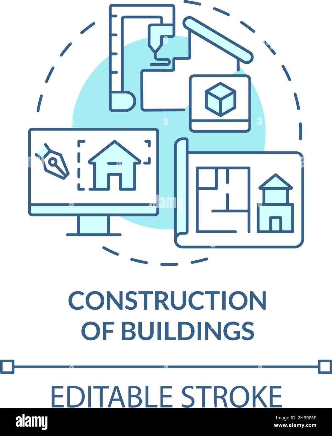 Buildings construction turquoise concept icon Stock Vector Image & Art ...
