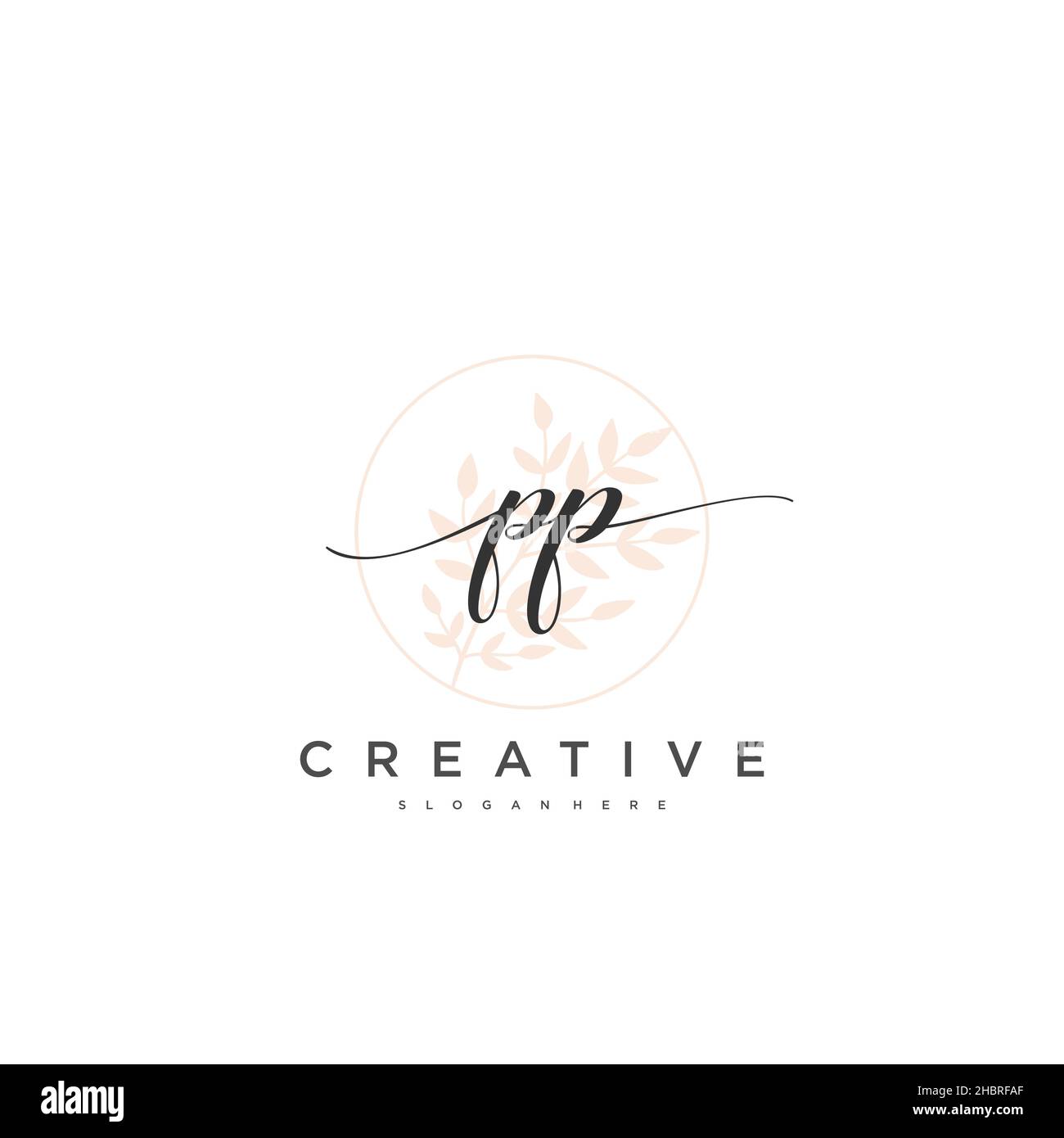 PP Initial handwriting minimalist geometric logo template vector art, Logo for business beauty, fashion, and other art Stock Vector