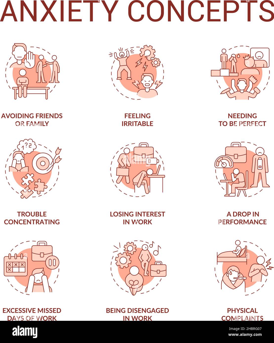 Anxiety terracotta concept icons set Stock Vector Image & Art - Alamy