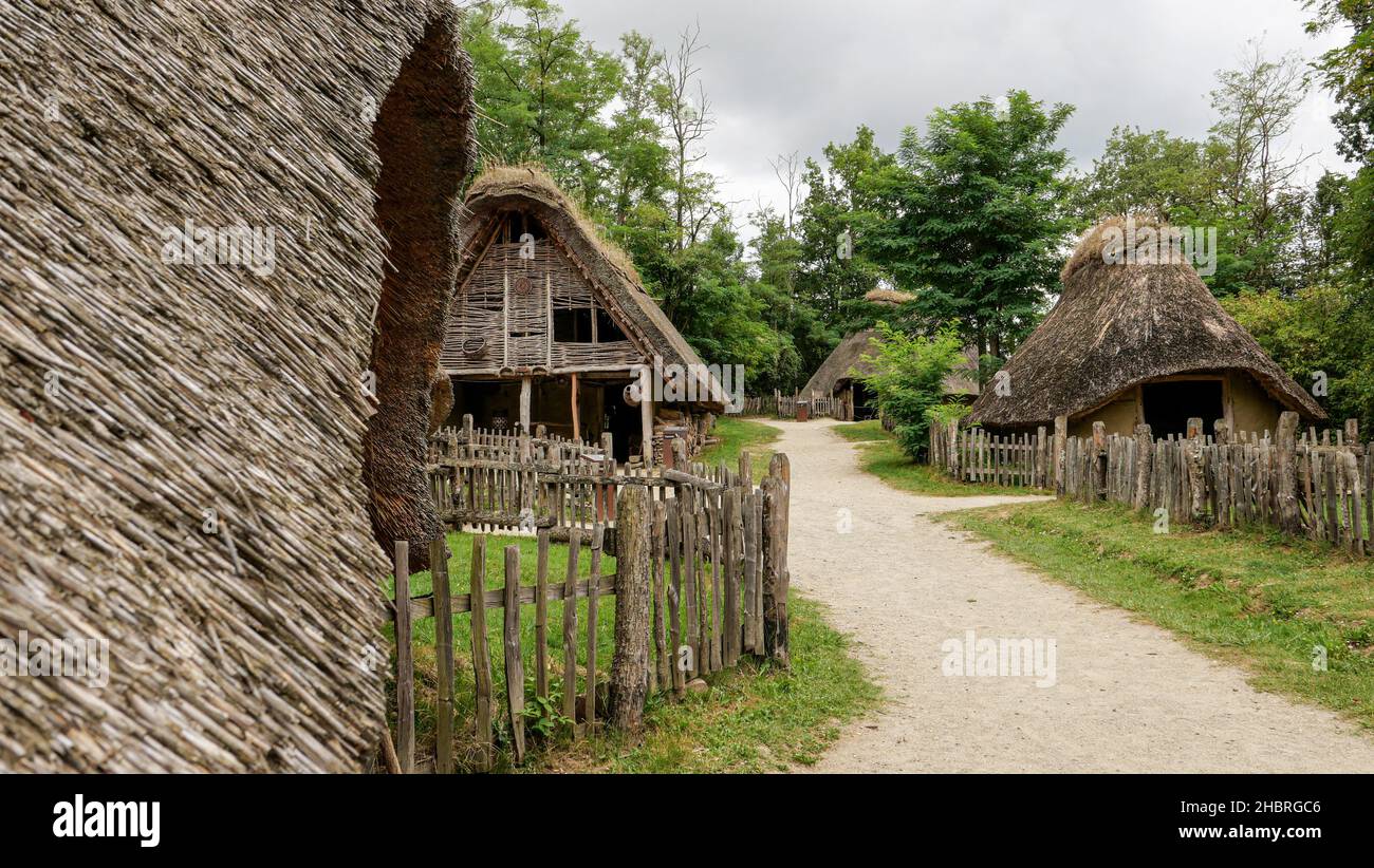 Rieux-Volvestre (south-western France): Archaeological Park, reconstruction of a Gallic village, cultural, educational and scientific site Stock Photo