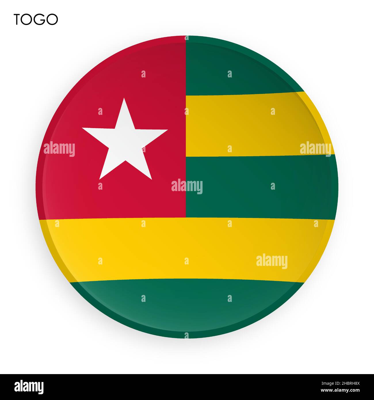 TOGO flag icon in modern neomorphism style. Button for mobile application or web. Vector on white background Stock Vector